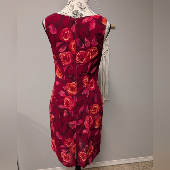 Vintage 90s Rose Patterned Sleeveless Mini Dress Size 4 - Picture 4 of 9